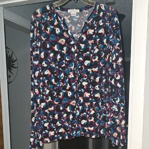 Liz Claiborne Multicolor Patterned Button Down Shirt